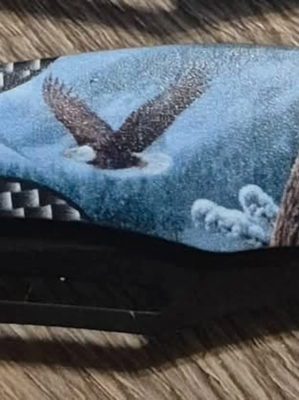 Eagle Print Blue Folding Knive